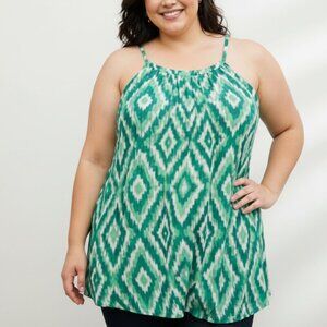 Island Planet Green White Ikat Rayon Halter Dress Made‎ in Bali Size M